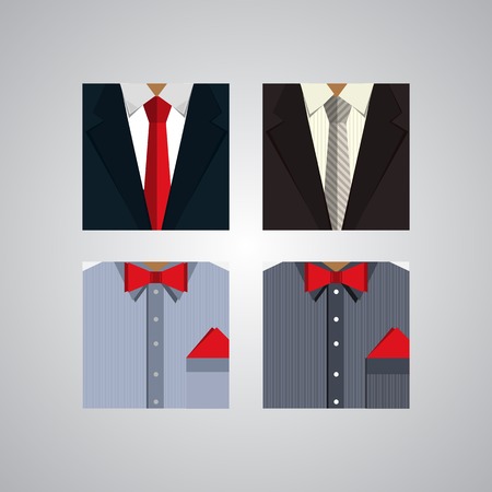 Four square icons for men's formal wear.のイラスト素材