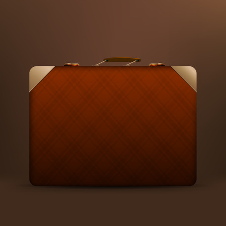 Classic brown suitcase  Vector illustration isolated on dark のイラスト素材
