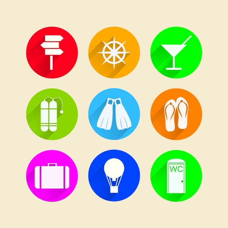Colored circle icons for rest and leisure on white.の写真素材