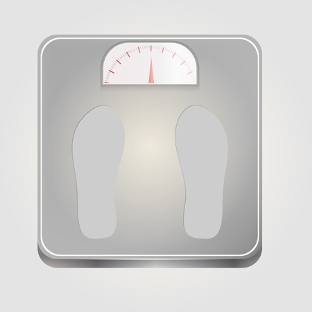 Square mechanic floor scales with footprint. Isolated vector illustration on white.のイラスト素材