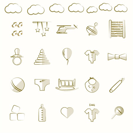Set of vintage icons for children toys white background.のイラスト素材