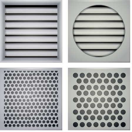 Set of gray ventilation shutters different typeのイラスト素材