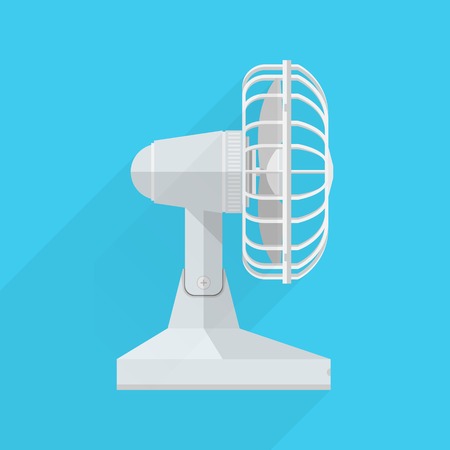 A side view of the white fan on blue background.のイラスト素材