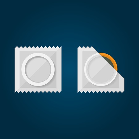 Condom in a white pack Isolated illustration on black のイラスト素材