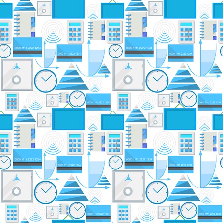 Seamless vector pattern with blue outsource symbols on white background のイラスト素材