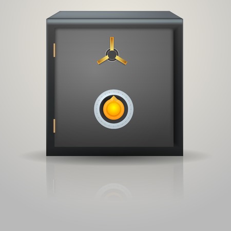Black safe with yellow lock  Isolated のイラスト素材