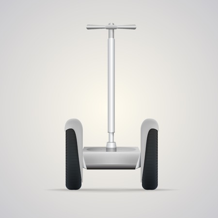 Gray steel segway with black wheels, a front view  Isolated vector illustration on gray background のイラスト素材