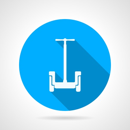 Circle blue flat vector icon with silhouette of alternative personal transport for park on gray background のイラスト素材