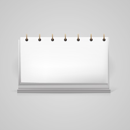 Blank white desktop loose-leaf calendar mock up with shadow effect, a front view. のイラスト素材