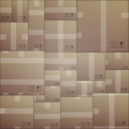 Seamless vector pattern with randomly arranged cardboard boxes.のイラスト素材