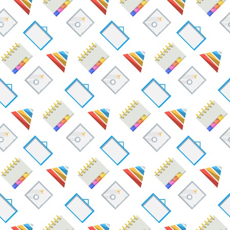 Seamless vector pattern with colored elements for internet banking on white background.