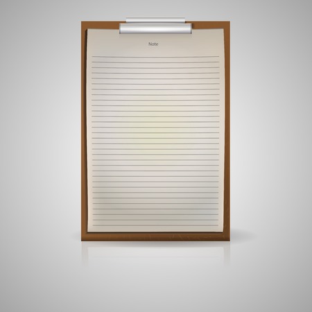 Single icon for brown notepad with metallic clip and blank lined sheet.のイラスト素材