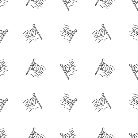 Seamless vector pattern with black monochrome outline vanes by wind on white backgroundのイラスト素材