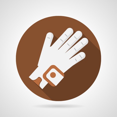 Round brown flat icon with white sport glove for golf on gray backgroundのイラスト素材