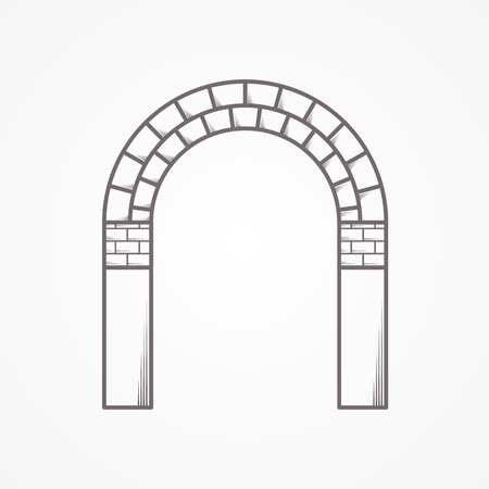, Flat line vintage design vector icon for brick arch on white background.のイラスト素材