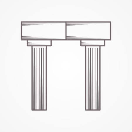 Flat line icon for rectangle arch with column on gray background.のイラスト素材