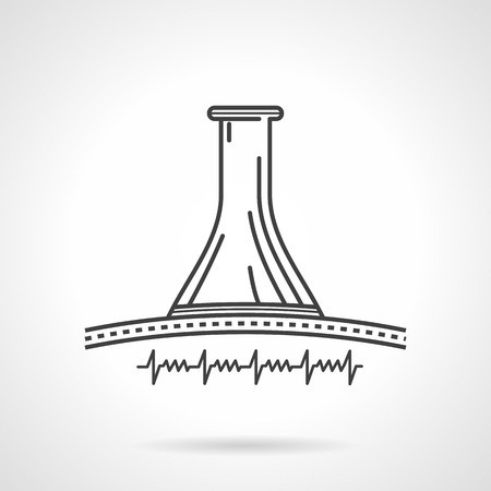 Conceptual black flat line icon for obstetric stethoscope listening fetal heartbeat on white .のイラスト素材