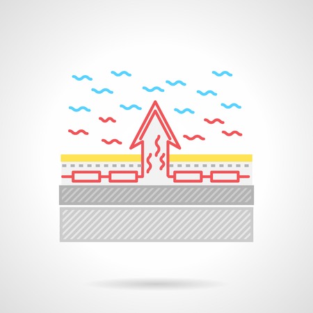 Colorful flat vector icon scheme of underfloor heating process  on gray background.のイラスト素材