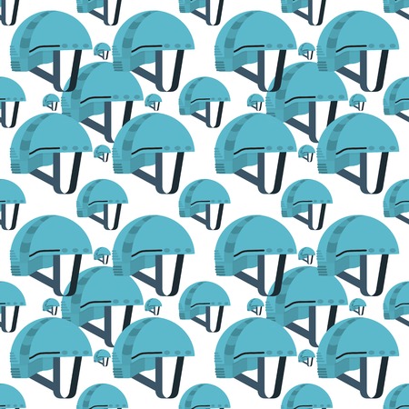 Seamless vector pattern for rock climbing flat color helmet on white background.のイラスト素材