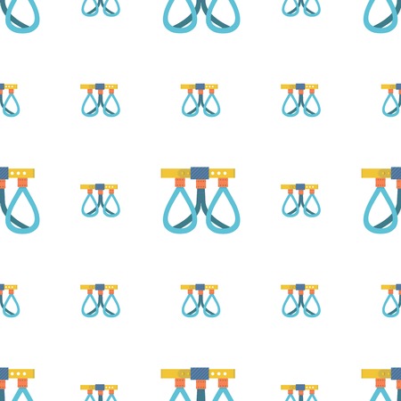 Seamless vector pattern for extreme sport with flat color climbing belay system on white background.のイラスト素材