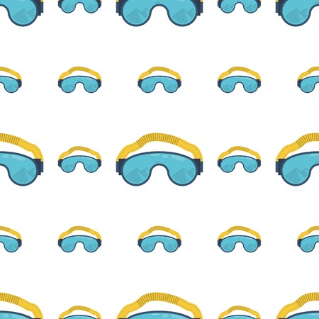 Seamless vector pattern with flat color sport goggles on white background.のイラスト素材