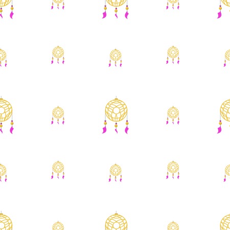 Seamless colored vector pattern for dream catchers on white background.のイラスト素材