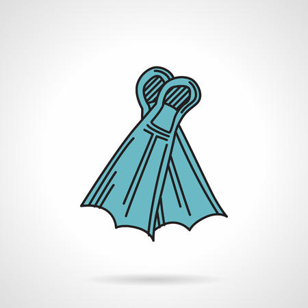 Flat color vector icon with black contour for blue flippers pair on white background.のイラスト素材