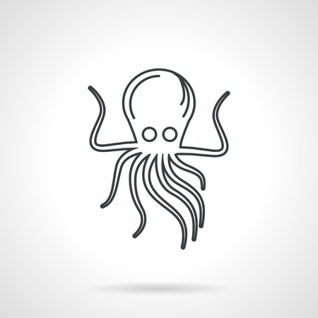 Black flat line icon for octopus on white background. Sea life creatures.のイラスト素材