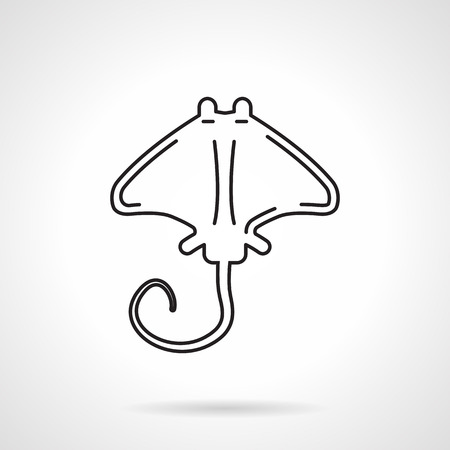 Abstract flat black line vector icon for manta ray or stingray a top view on white background.のイラスト素材