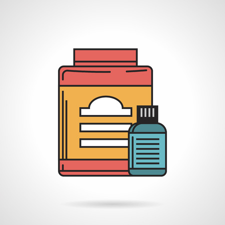 Flat style colored vector icon for jars of sport supplements on white background.のイラスト素材