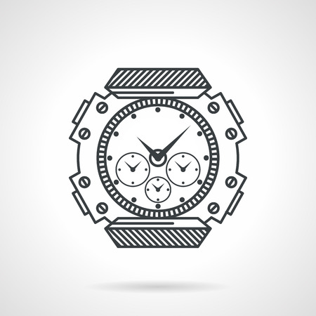 Flat black line vector icon for waterproof sports watches for diving on white background.のイラスト素材