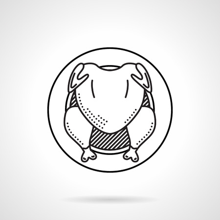 Black line vector icon for plate with grilled chicken a top view on white background.のイラスト素材
