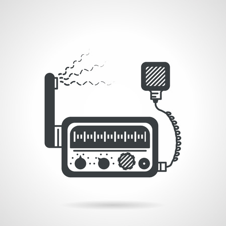 Flat black vector icon for VHF radio transceiver on white background.のイラスト素材