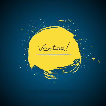 Watercolor vector illustration or banner with yellow circle brush strokes with hand written word Vector on blue background.のイラスト素材