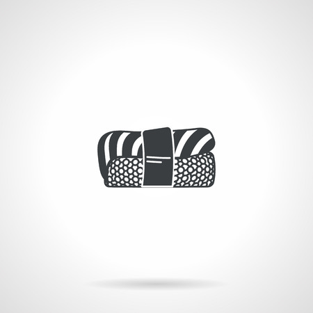 Single black silhouette icon for nigiri-zushi on white background. Seafood menuのイラスト素材