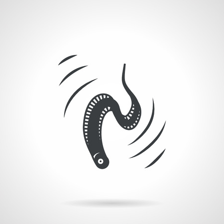 Single black silhouette vector icon for eel in move on white background. Underwater creaturesのイラスト素材
