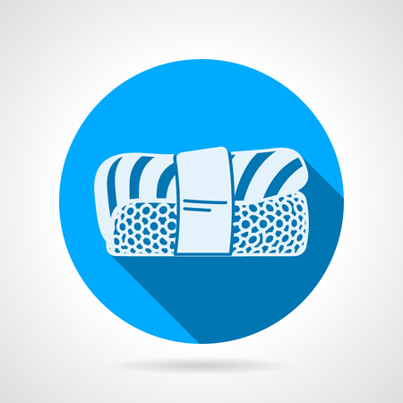Flat blue round vector icon with white silhouette nigiri-zushi for sushi-bar menu on gray background. Long shadow designのイラスト素材