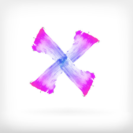 Watercolor vector illustration or banner with purple and pink crossed  brush strokes on white background.のイラスト素材
