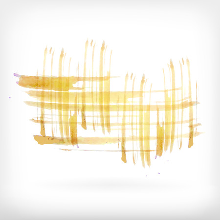 Watercolor vector illustration or banner with crossing yellow brushed lines on white background.のイラスト素材