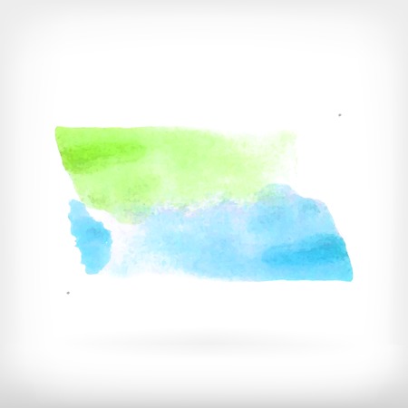 Watercolor vector illustration of hand paint green and blue banner brush strokes on white background.のイラスト素材