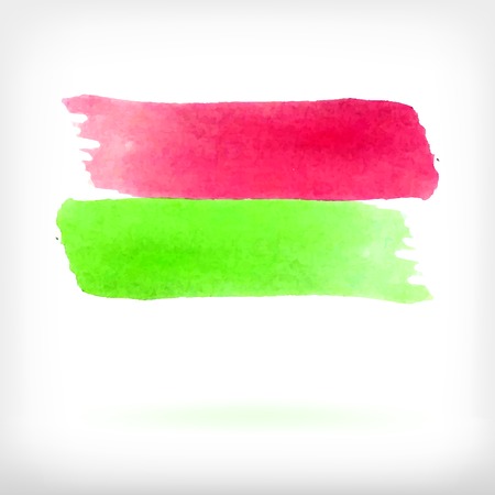 Watercolor vector illustration of green and red banner brush strokes on white background.のイラスト素材