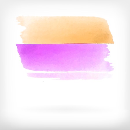 Watercolor vector illustration or banner with violet and orange brush strokes on white background.のイラスト素材