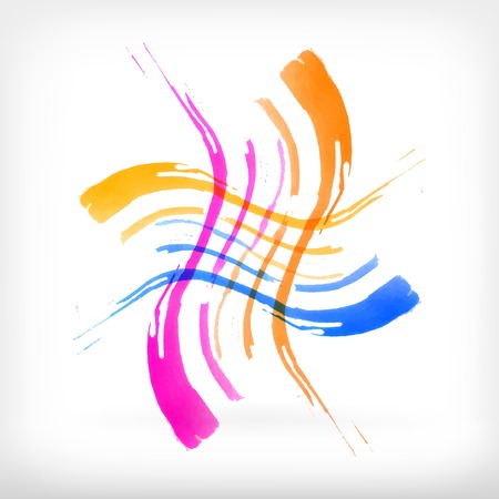 Watercolor vector illustration or banner with colored cross curved  lines on white background.のイラスト素材