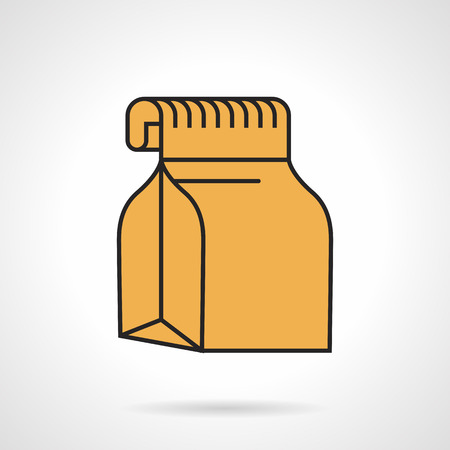 Flat color design vector icon for paper yellow lunch pack on white  background.のイラスト素材