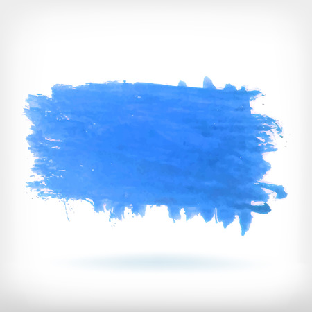 Watercolor vector illustration or banner with blue brush stain on white backgroundのイラスト素材