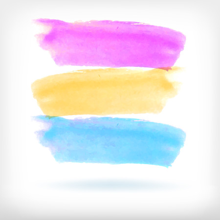 Watercolor vector illustration or banner with three bright brush daubs on white backgroundのイラスト素材
