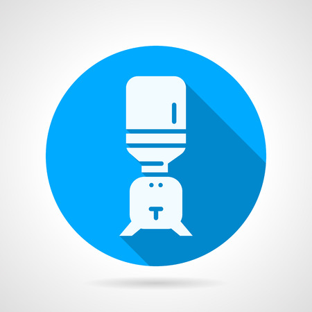 Blue round flat design vector icon with white silhouette compact water purifier for home or office on gray background with long shadows.のイラスト素材