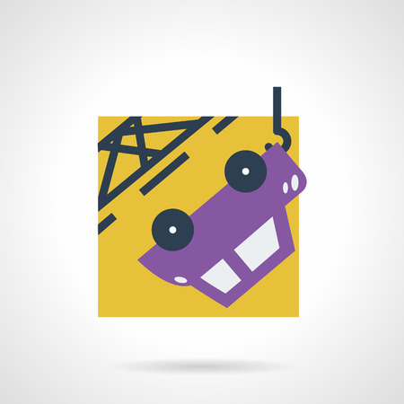 Flat color design vector icon for car towing truck with crane. Design element for business and websiteのイラスト素材