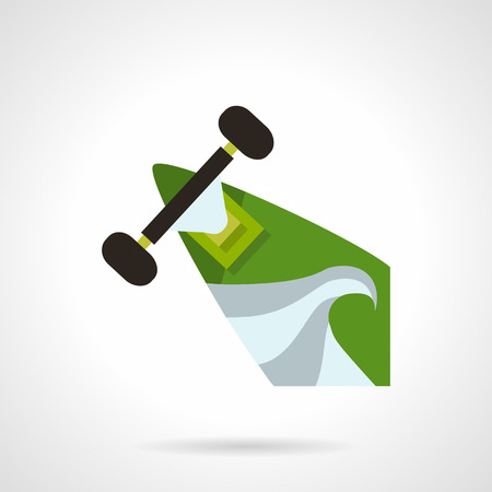 Flat color design vector icon for longboard or skateboard. Deck part with wheels and abstract modern green and gray color print. Design element for business and websiteのイラスト素材