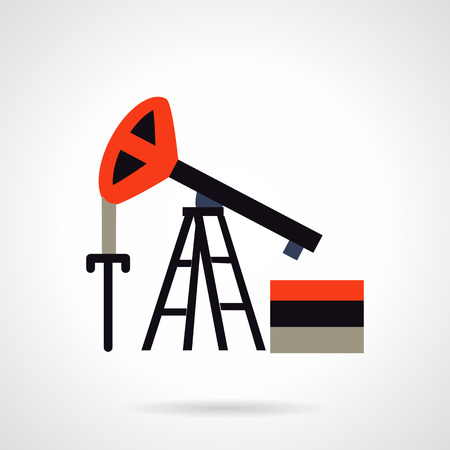 Flat color vector icon for oil extraction station. Pump jack, oil rig, petroleum derrick. Design element for business and websiteのイラスト素材